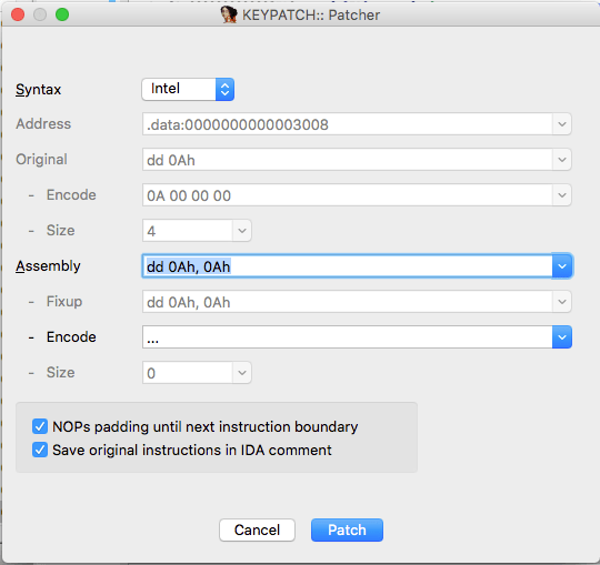 Original instruction